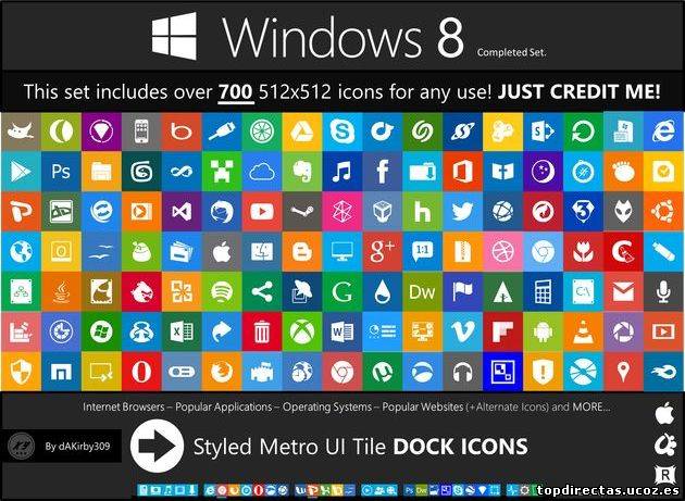 Metro UI Icon Set, más de 700 iconos gratis con estilo Modern UI